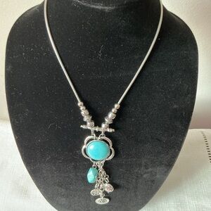 Silver Tone Faux Turquoise Necklace